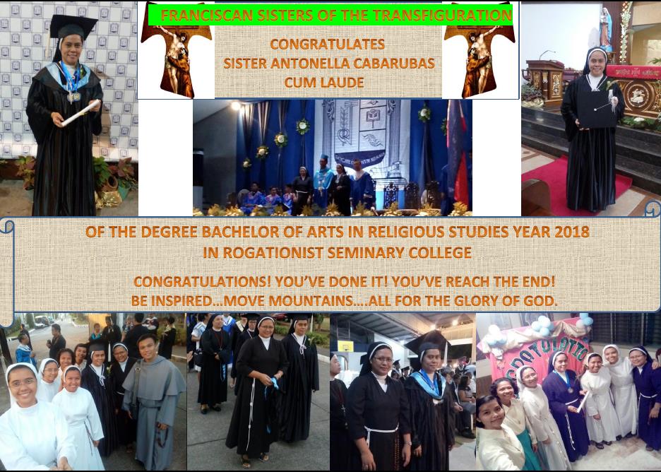 CONRATULATIONS SR. ANTONELLA - CUM LAUDE 2018