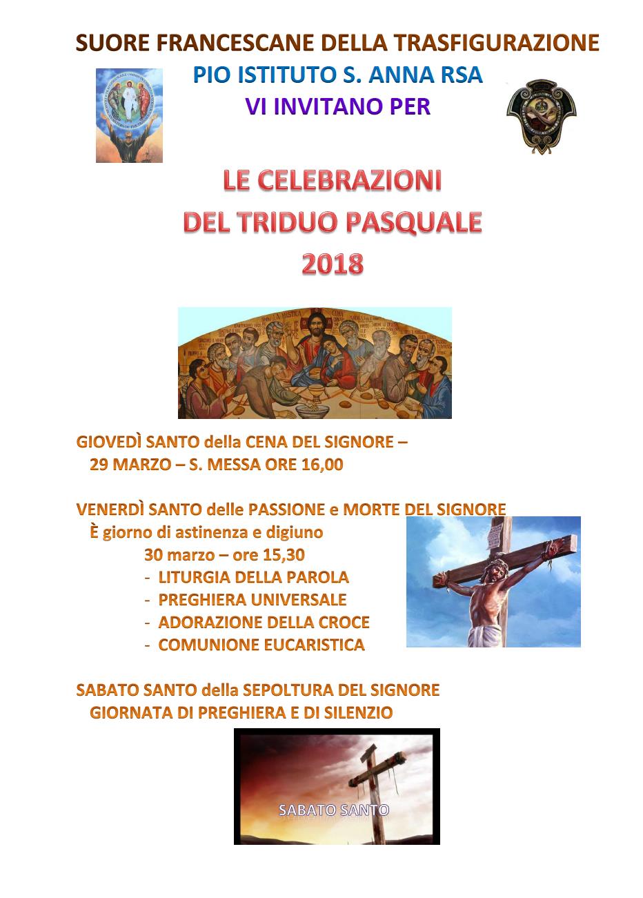 LE CELEBRAZIONI DEL TRIDUO PASQUALE 2018